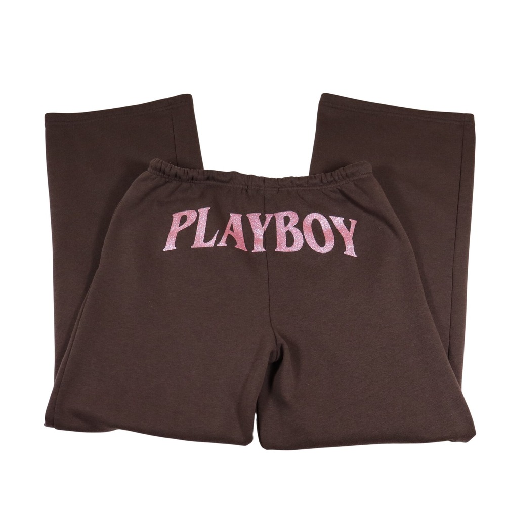 Y2K Playboy Sweatpants Women's Medium Joggers Brown Lounge Streetwear Casual